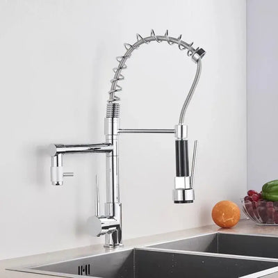 Kuchyňská baterie s výsuvnou sprchou, nerezová ocel a chromová mosaz, YD/201