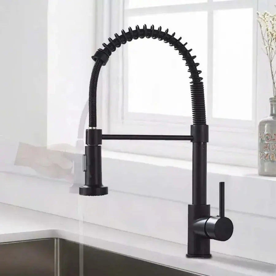 Kuchyňská baterie s výsuvnou sprchou, nerezová ocel a černá mosaz, YD/102 Kuchyňské baterie Výchozí název Alessandro Design