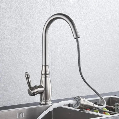 Kuchyňská baterie s výsuvnou sprchou, SUS304 nerezová ocel, satén, YSQ/105 Kuchyňské baterie Výchozí název Alessandro Design