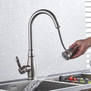 Kuchyňská baterie s výsuvnou sprchou, SUS304 nerezová ocel, satén, YSQ/105 Kuchyňské baterie Výchozí název Alessandro Design