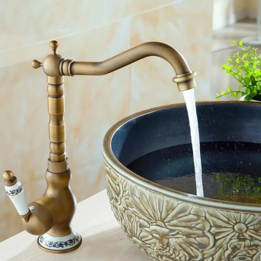 Kuchyňská baterie s labutím krkem, kov, starožitné zlato, OD/2047 Kuchyňské baterie Výchozí název Alessandro Design
