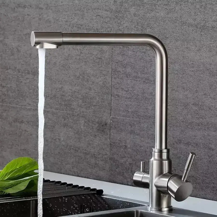 Kuchyňská baterie se 3 nerezovými stříbrnými kuchyňskými bateriemi CF016 Výchozí název Alessandro Design