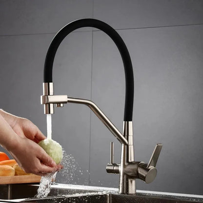 Kuchyňská baterie se 3 bateriemi Flexibilní výtok Sanitární mosaz Stříbrná Černá Kuchyňské baterie Výchozí název Alessandro Design