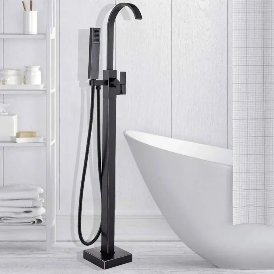 Podlahová baterie se čtvercovým rámem, sanitární mosaz, černá, CF2036 Baterie a sprchové sloupy Výchozí název Alessandro Design