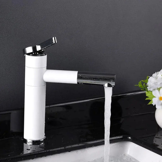 Umyvadlová baterie s výsuvnou sprchou, sanitární mosaz, bílá, WZX/2021 Koupelnové baterie Výchozí název Alessandro Design
