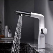 Umyvadlová baterie s výsuvnou sprchou, sanitární mosaz, chrom a bílá, MP016B/C Koupelnové baterie Výchozí název Alessandro Design