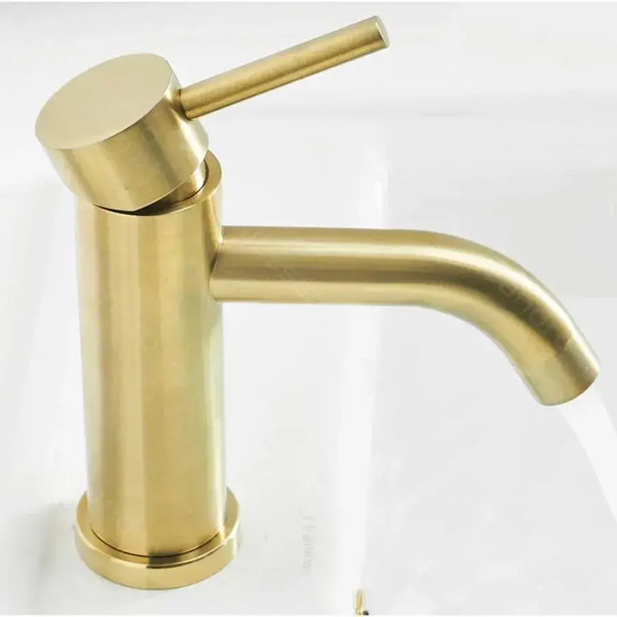 Dřezová baterie, SUS304 Nerezová ocel, Zlatá, N/MP0A1 Koupelnové baterie Výchozí název Alessandro Design