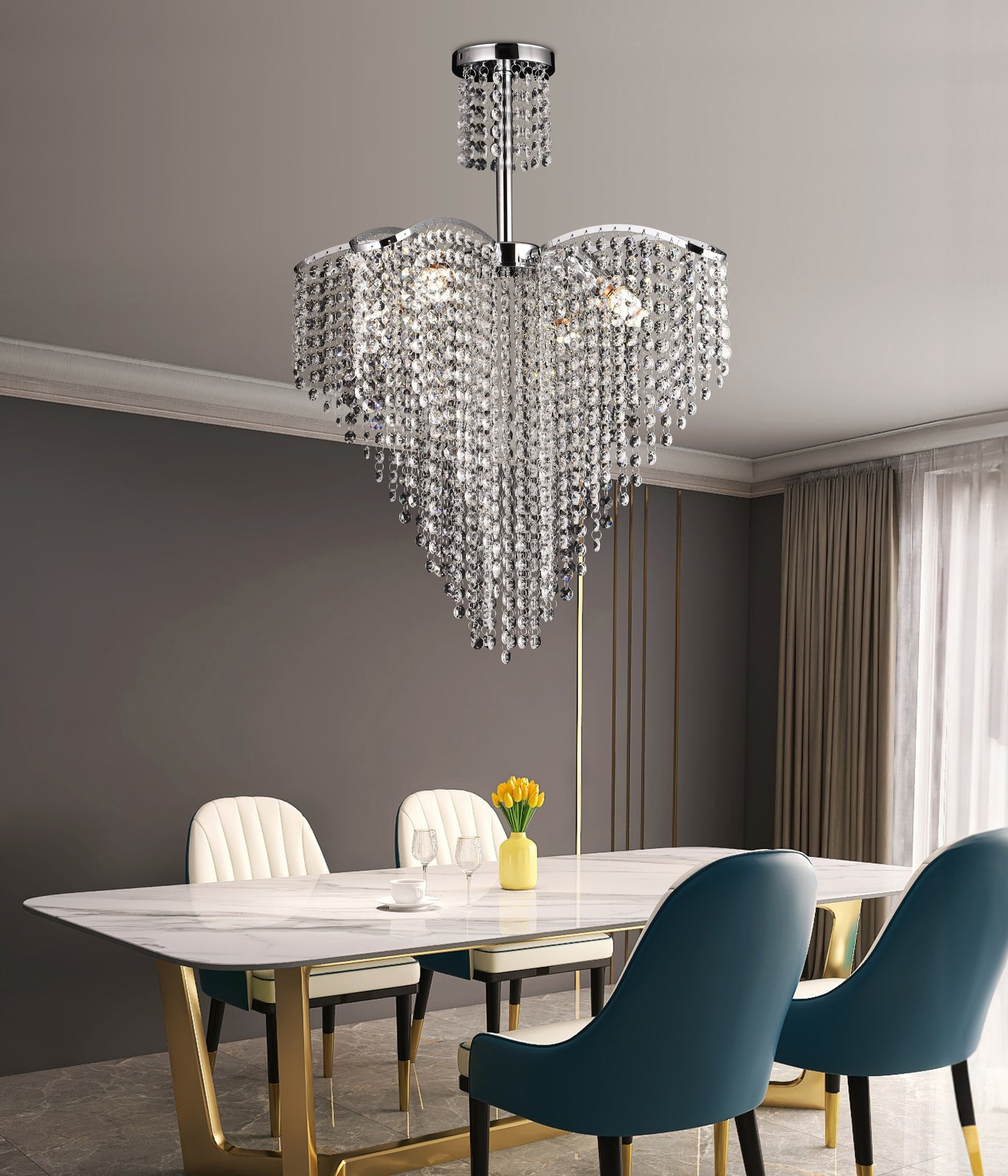 Křišťálový svícen Ander 4xE14 Průměr 45cm Chromový Křišťálový svícen Výchozí název Alessandro Design