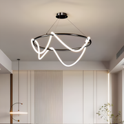 LED lustr DIVINO Black 91W s ohebnou silikonovou trubicí, průměr 60cm - Nastavitelné světlo 3000K/4000K/6000K Moderní lustry Výchozí název Alessandro Design