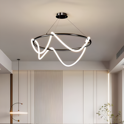 LED lustr DIVINO Black 91W s ohebnou silikonovou trubicí, průměr 60cm - Nastavitelné světlo 3000K/4000K/6000K Moderní lustry Výchozí název Alessandro Design