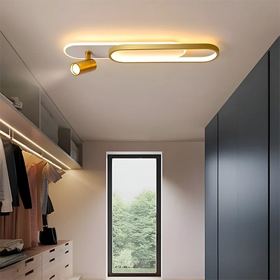 LED lustr s nastavitelným projektorem FISSO Camilla, 48W, studené/teplé/neutrální světlo 3000K/4000K/6000K, lesklé zlato, kov a akryl