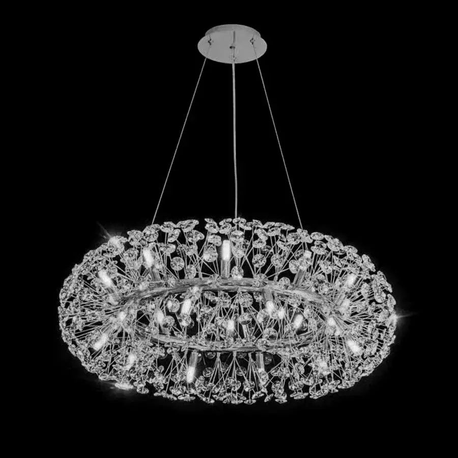 Křišťálový lustr MINUET 12x G9, průměr 60 cm, lesklý stříbrný, Nastavitelná výška Křišťálové lustry Výchozí název Alessandro Design