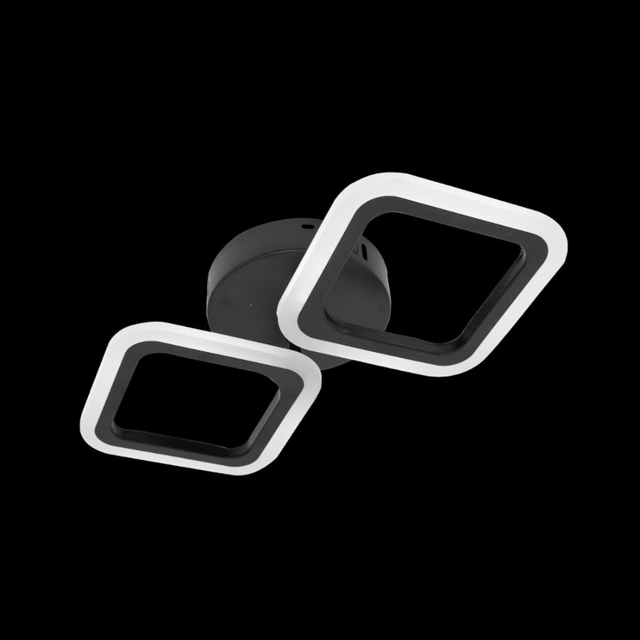 LED lustr PULSARIS 27W, 2 čtverce, studené/teplé/neutrální světlo, černé LED lustry Výchozí název Alessandro Design