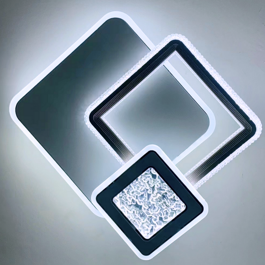 LED lustr NYXORA 51W, 3 čtverce, studené/teplé/neutrální světlo, bílé LED lustry Výchozí název Alessandro Design