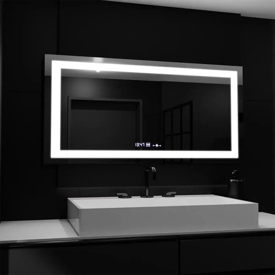Obdélníkové LED zrcadlo, 160x80cm, Verite MotionGlow Marcello, odmlžovací systém, hodiny a teploměr, stmívatelná zrcátka Marcello Výchozí název Alessandro Design
