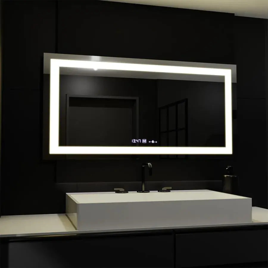 Obdélníkové LED zrcadlo, 160x80cm, Verite MotionGlow Marcello, odmlžovací systém, hodiny a teploměr, stmívatelná zrcátka Marcello Výchozí název Alessandro Design