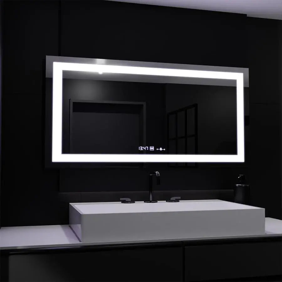 Obdélníkové LED zrcadlo, 160x80cm, Verite MotionGlow Marcello, odmlžovací systém, hodiny a teploměr, stmívatelná zrcátka Marcello Výchozí název Alessandro Design