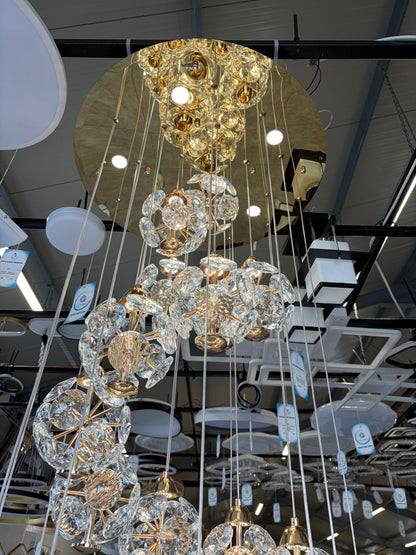 Křišťálový LED lustr KILKENNY Culmino, 144W, neutrální světlo, průměr 60cm, zlaté moderní lustry Výchozí název Alessandro Design