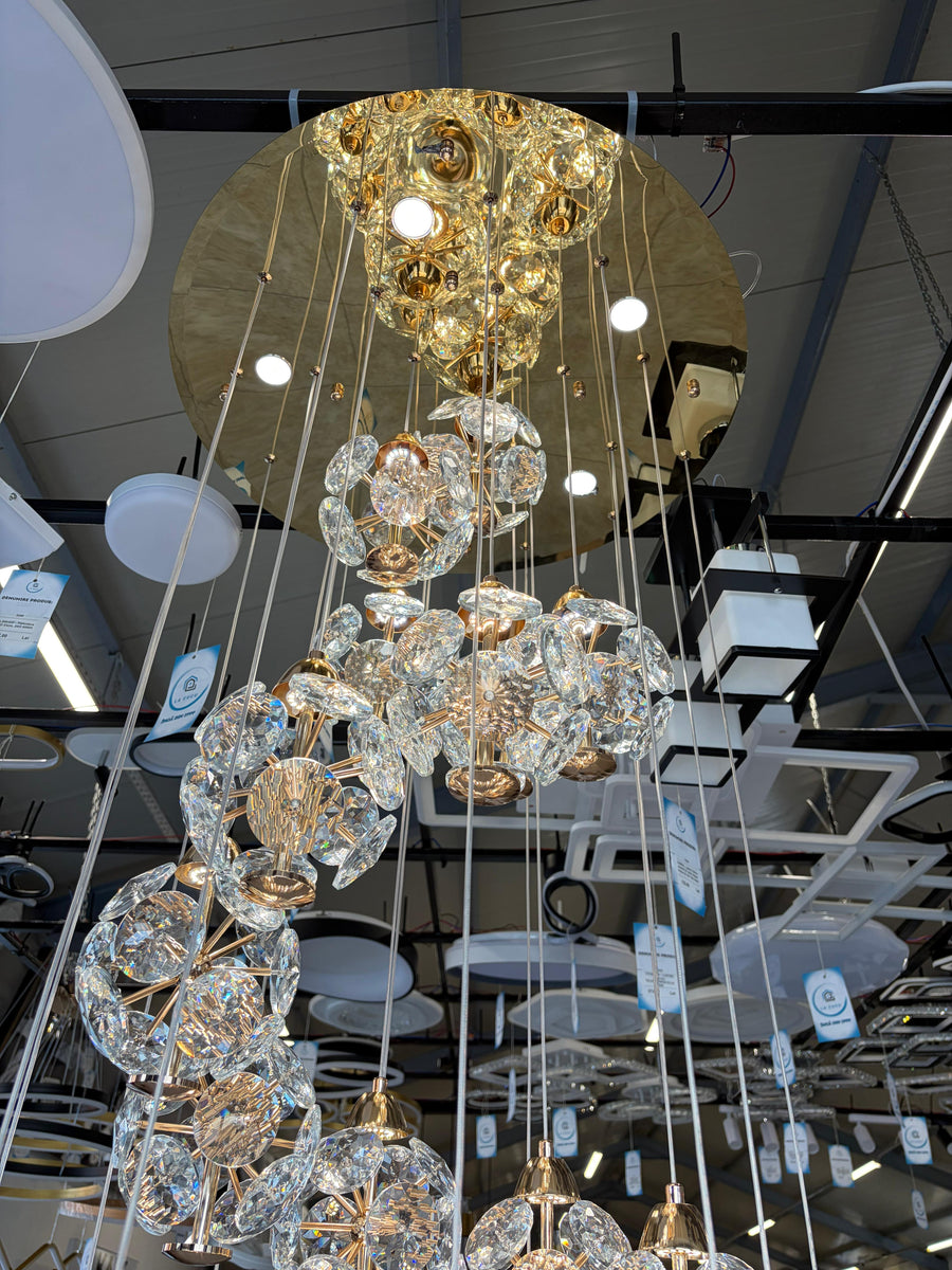 Křišťálový LED lustr KILKENNY Culmino, 144W, neutrální světlo, průměr 60cm, zlaté moderní lustry Výchozí název Alessandro Design