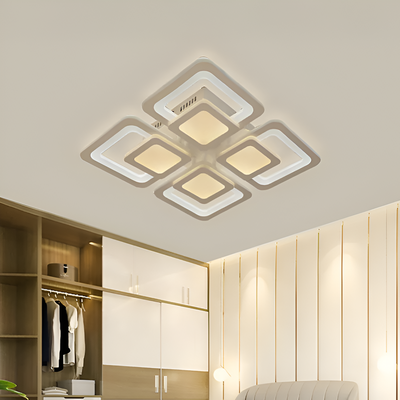 LED lustr s dálkovým ovládáním SUSAN 96W, 4 čtverce, studené/teplé/neutrální světlo, stmívatelné, bílá