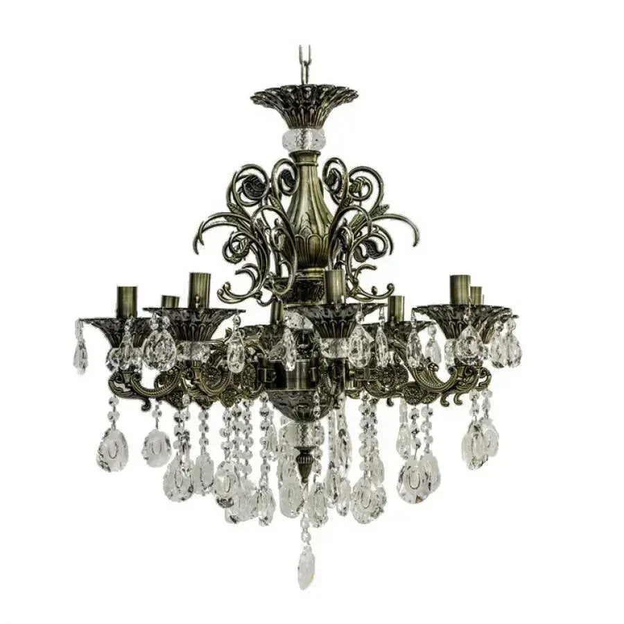 SANSSOUCI Magno křišťálový lustr, 8xE14, průměr 65cm, starožitné mosazné klasické lustry Výchozí název Alessandro Design