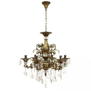 Křišťálový lustr SANSSOUCI Magno, 6xE14, průměr 62cm, starožitné mosazné klasické lustry Výchozí název Alessandro Design