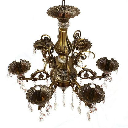 Křišťálový lustr SANSSOUCI Magno, 6xE14, průměr 62cm, starožitné mosazné klasické lustry Výchozí název Alessandro Design