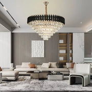 Křišťálový lustr VERSAILLES Supremo 12xE14, průměr 80 ​​cm, lesklá zlatá a černá, nastavitelná výška Křišťálové lustry Výchozí název Alessandro Design