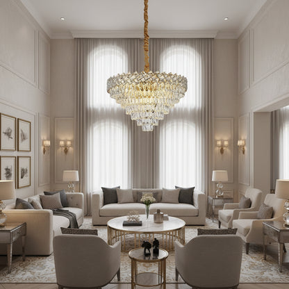 Křišťálový lustr WINDSOR Supremo 10xE14, průměr 80 ​​cm, lesklé zlato, nastavitelná výška Křišťálové lustry Výchozí název Alessandro Design