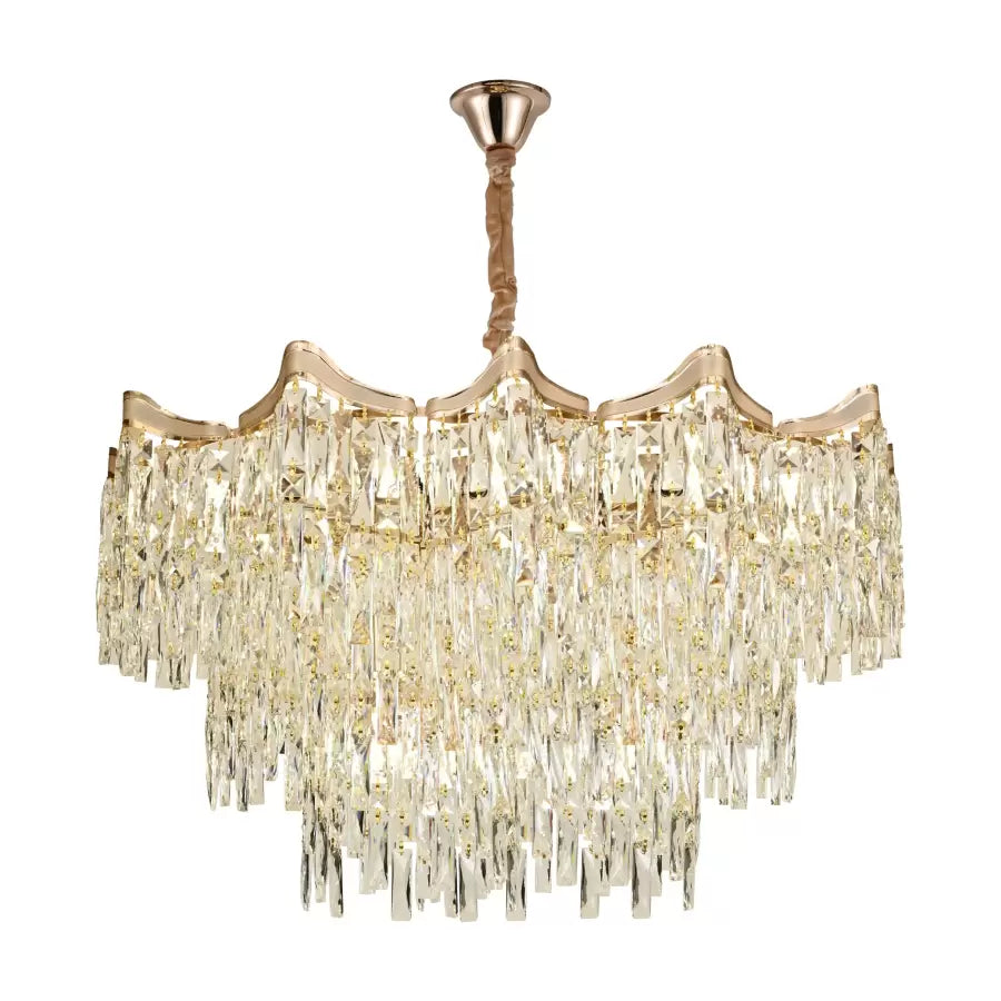 Křišťálový lustr Průměr 78 cm, 20x E27, Zlato, Nastavitelná výška Křišťálové lustry Výchozí název Alessandro Design