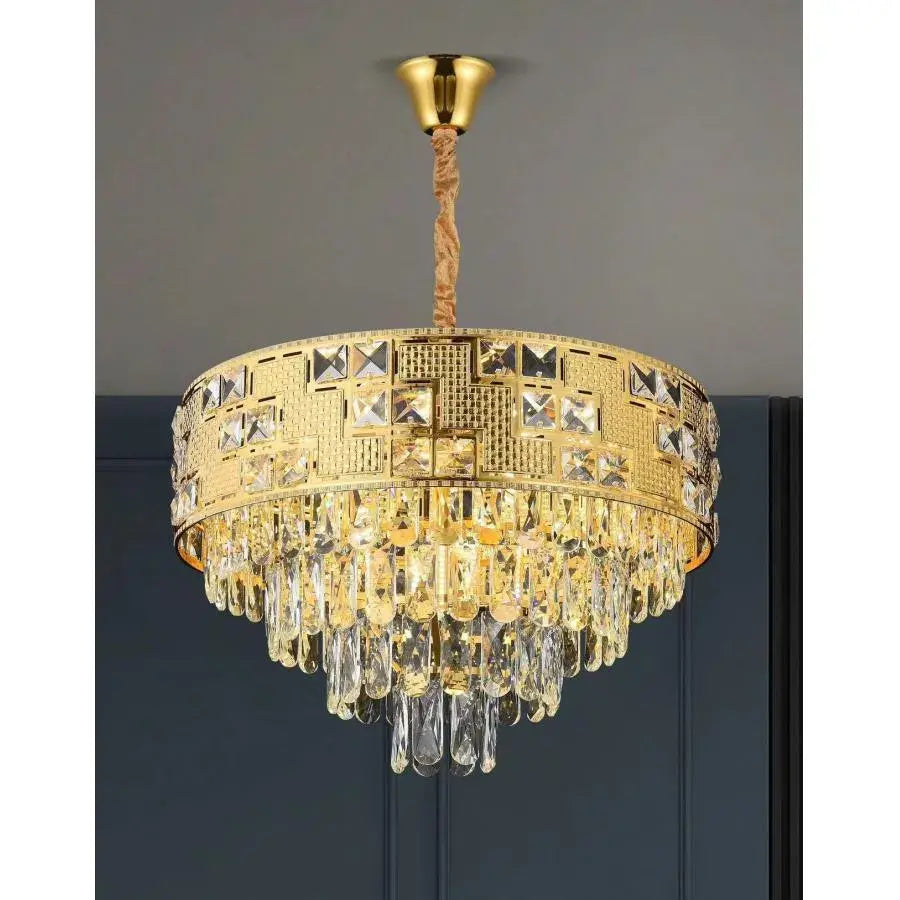 Křišťálový lustr NEUSCHWANSTEIN Nobile 4xE14, průměr 40 cm, zlatý, Nastavitelná výška Křišťálové lustry Výchozí název Alessandro Design