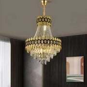 Křišťálový lustr Evangeline Gold Black 10XE14 Křišťálový lustr s nastavitelnou výškou Výchozí název Design Alessandro