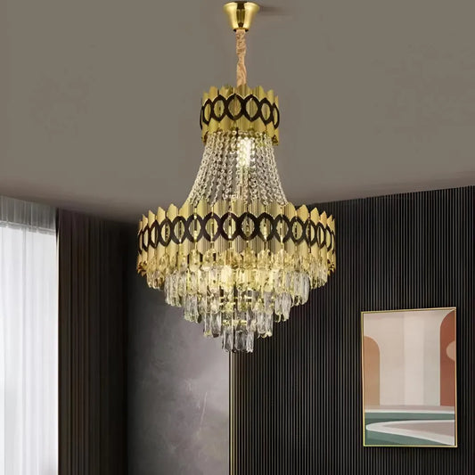 Křišťálový lustr Evangeline Gold Black 10XE14 Křišťálový lustr s nastavitelnou výškou Výchozí název Design Alessandro