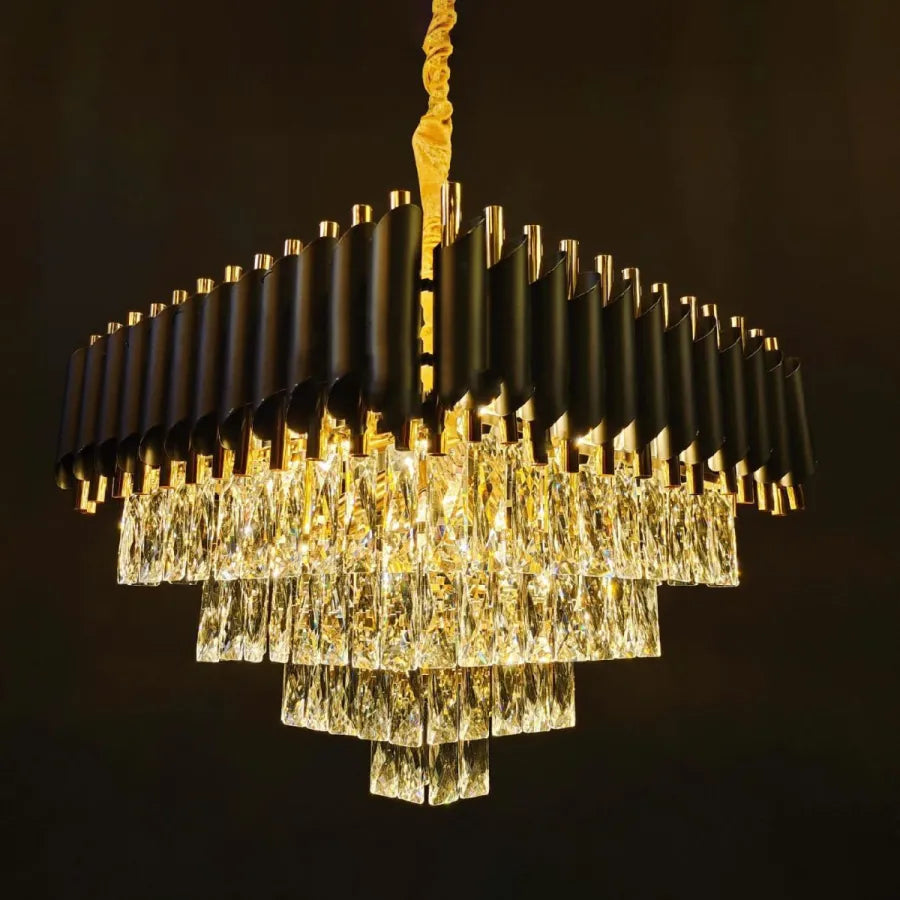 Křišťálový lustr VERSAILLES Eleganza 8x E14, 48 cm, lesklá zlatá a černá, nastavitelná výška Křišťálové lustry Výchozí název Alessandro Design