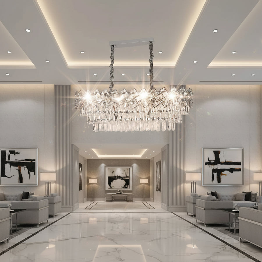 Křišťálový lustr WINDSOR Regalis 10xE14, lesklý chrom, nastavitelná výška Křišťálový lustr Výchozí název Alessandro Design