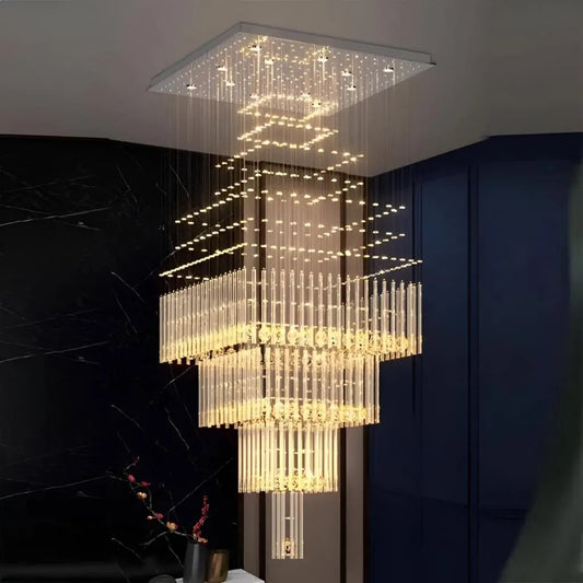 LED křišťálový lustr 80W FLORENTIA Gold, průměr 50 cm, výška 200 cm, model žebříku Křišťálový lustr Výchozí název Alessandro Design