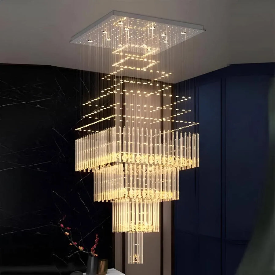 LED křišťálový lustr 80W FLORENTIA Gold, průměr 50 cm, výška 200 cm, model žebříku Křišťálový lustr Výchozí název Alessandro Design