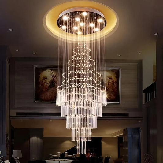 LED křišťálový lustr 80W AUGUSTA Gold, průměr 50 cm, výška 200 cm, model žebříku Křišťálový lustr Výchozí název Alessandro Design