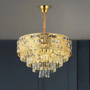 Křišťálový lustr NEUSCHWANSTEIN Petito 3xE14, průměr 30cm, zlatý, Nastavitelná výška Křišťálový lustr Výchozí název Alessandro Design