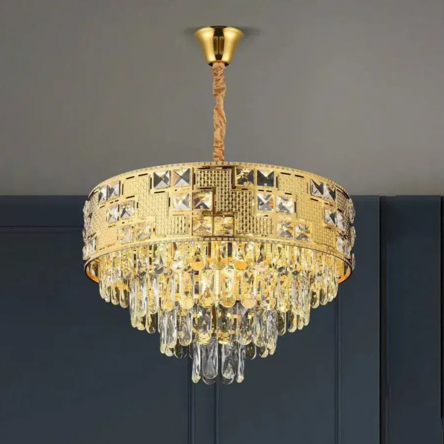 Křišťálový lustr NEUSCHWANSTEIN Petito 3xE14, průměr 30cm, zlatý, Nastavitelná výška Křišťálový lustr Výchozí název Alessandro Design