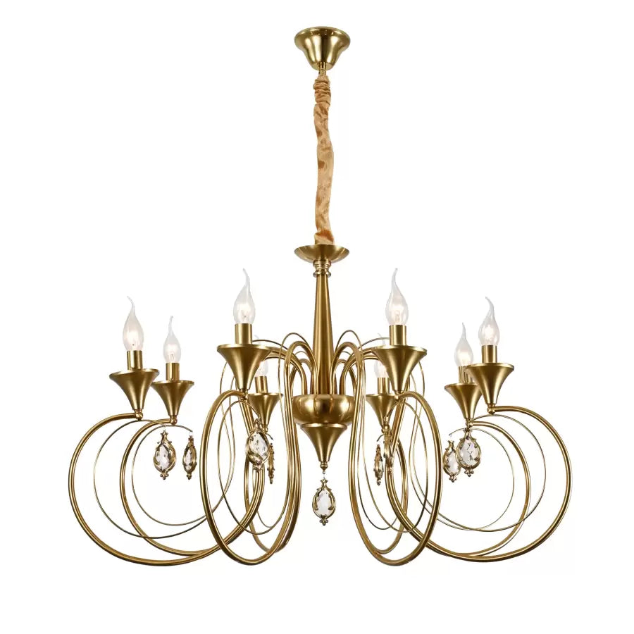 Frederick Crystal Lustr 8xE14, Průměr 52cm, Zlatý, Nastavitelná výška Klasické lustry Výchozí název Alessandro Design