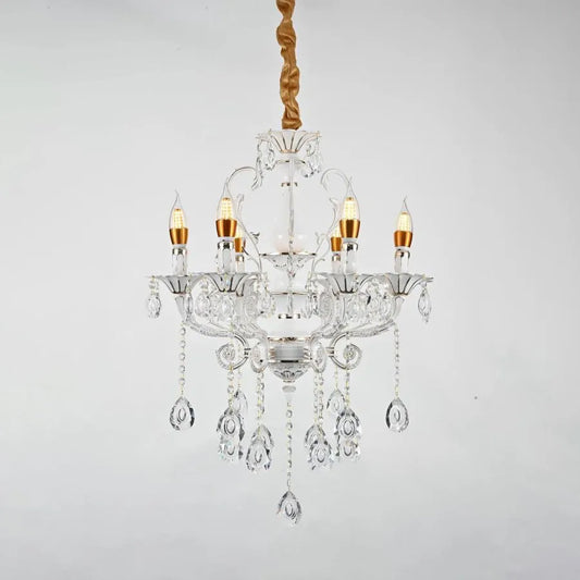 Bruhier Cristal Candelabra 6x E14, Průměr 55cm, Bílá se zlatem, Nastavitelná výška Cristal Candelabra Výchozí název Alessandro Design