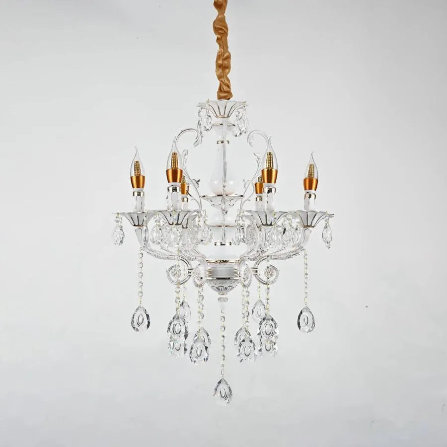 Bruhier Cristal Candelabra 6x E14, Průměr 55cm, Bílá se zlatem, Nastavitelná výška Cristal Candelabra Výchozí název Alessandro Design