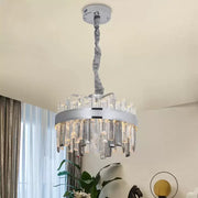 Křišťálový LED lustr s dálkovým ovládáním Miguel 92W stmívatelný stříbrný křišťálový lustr Výchozí název Alessandro Design
