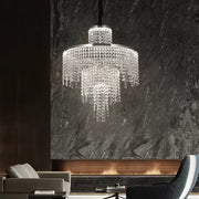Křišťálový LED lustr s dálkovým ovládáním Oscar 59W Stmívatelné stříbrné Moderní lustry Výchozí název Alessandro Design