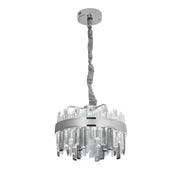 Křišťálový LED lustr s dálkovým ovládáním Miguel 92W stmívatelný stříbrný křišťálový lustr Výchozí název Alessandro Design