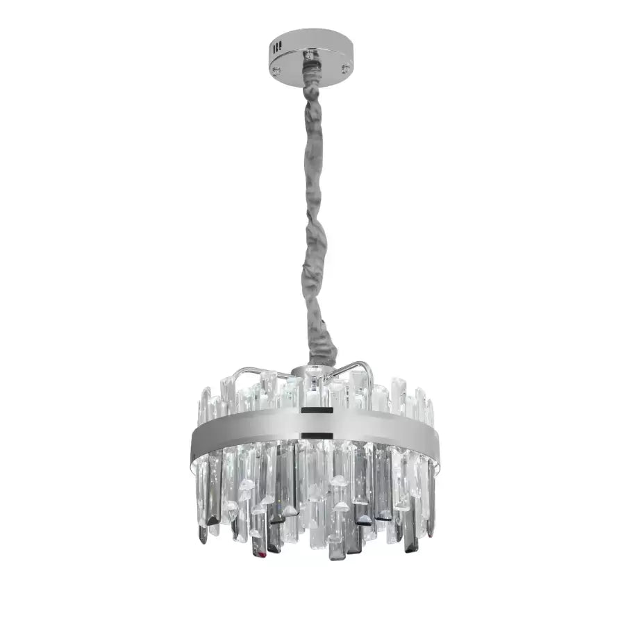 Křišťálový LED lustr s dálkovým ovládáním Miguel 92W stmívatelný stříbrný křišťálový lustr Výchozí název Alessandro Design