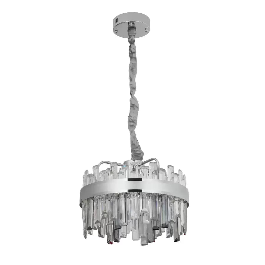 Křišťálový LED lustr s dálkovým ovládáním Miguel 92W stmívatelný stříbrný křišťálový lustr Výchozí název Alessandro Design