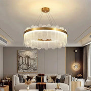 LED lustr s dálkovým ovládáním Alonzo 93W stmívatelný průměr 60cm zlaté křišťálové lustry Výchozí název Alessandro Design