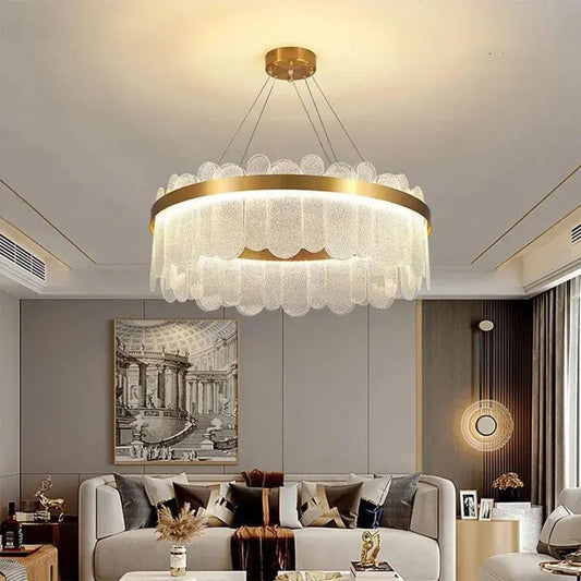 LED lustr s dálkovým ovládáním Alonzo 93W stmívatelný průměr 60cm zlaté křišťálové lustry Výchozí název Alessandro Design